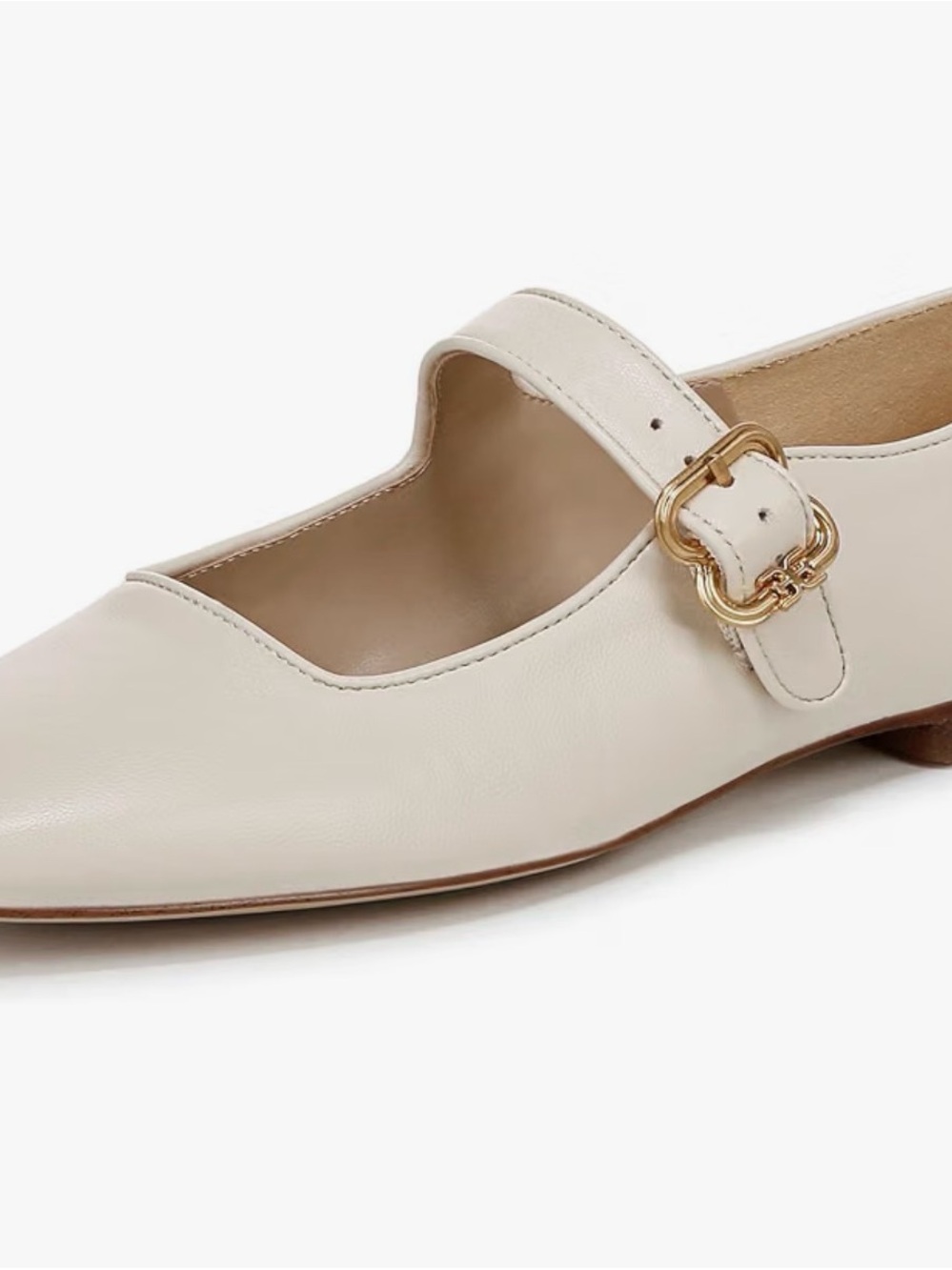 Sam Edelman Cream Mary Jane Flat with Gold Buckle